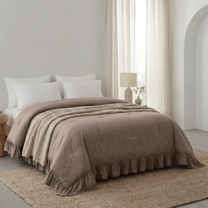 Dekbed Zonder Overtrek - Easy Dekbed Ruffles Taupe