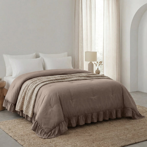Dekbed Zonder Overtrek - Easy Dekbed Ruffles Taupe