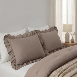 Dekbed Zonder Overtrek - Easy Dekbed Ruffles Taupe