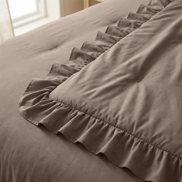 Dekbed Zonder Overtrek - Easy Dekbed Ruffles Taupe