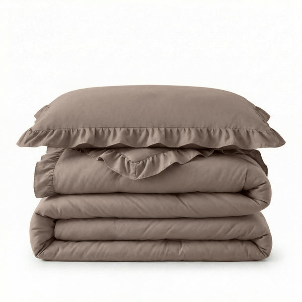 Dekbed Zonder Overtrek - Easy Dekbed Ruffles Taupe