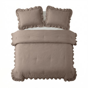 Dekbed Zonder Overtrek - Easy Dekbed Ruffles Taupe