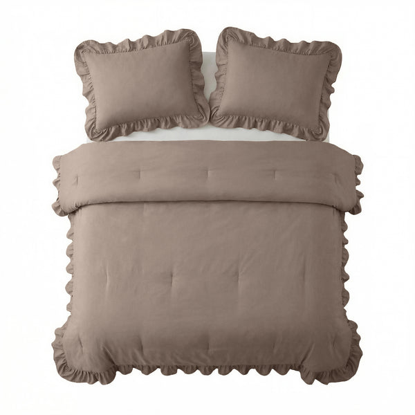 Dekbed Zonder Overtrek - Easy Dekbed Ruffles Taupe