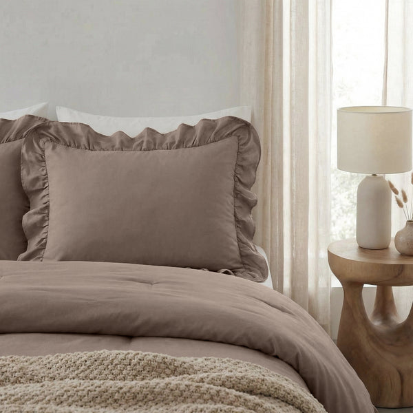 Easy Ruffles Kussenslopen 2pack Taupe 60 x 70