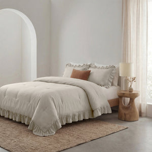 Dekbed Zonder Overtrek - Easy Dekbed Ruffles Taupe/Grijs