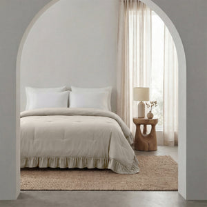 Dekbed Zonder Overtrek - Easy Dekbed Ruffles Taupe/Grijs