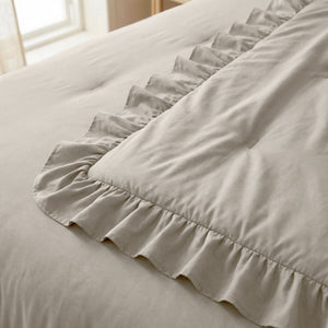 Dekbed Zonder Overtrek - Easy Dekbed Ruffles Taupe/Grijs