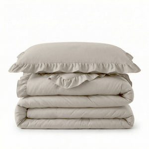 Dekbed Zonder Overtrek - Easy Dekbed Ruffles Taupe/Grijs