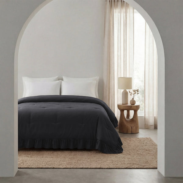 Dekbed Zonder Overtrek - Easy Dekbed Ruffles Antraciet