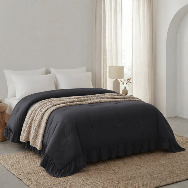 Dekbed Zonder Overtrek - Easy Dekbed Ruffles Antraciet