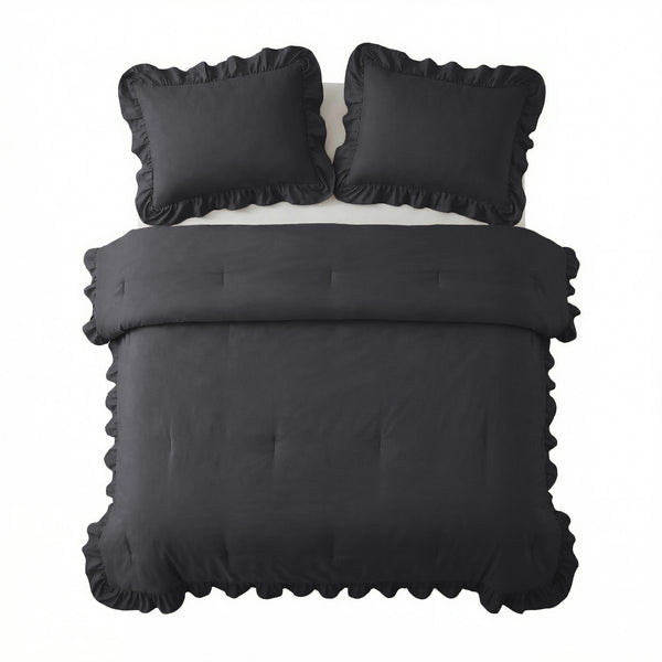 Dekbed Zonder Overtrek - Easy Dekbed Ruffles Antraciet