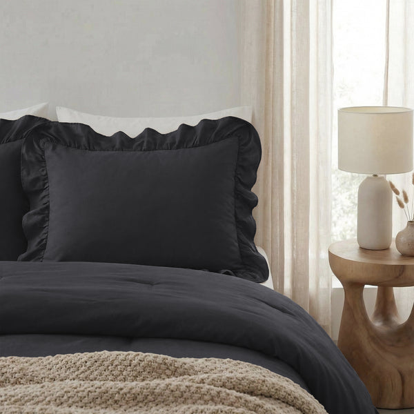 Easy Ruffles Kussenslopen 2pack Antraciet 60 x 70