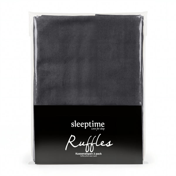 Easy Ruffles Kussenslopen 2pack Antraciet 60 x 70