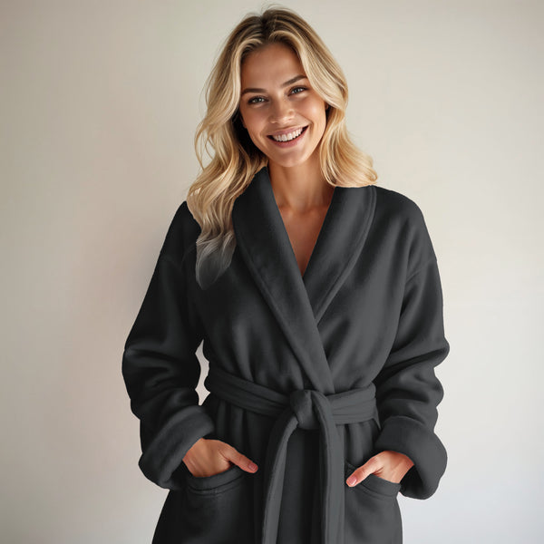 Coral Fleece badjas Zwart