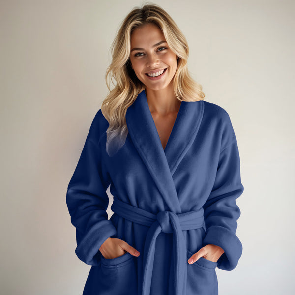 Coral Fleece Badjas Navy