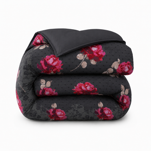Bettdecke ohne Bezug – Lileo Roses Schwarz-Rot – Extra dick