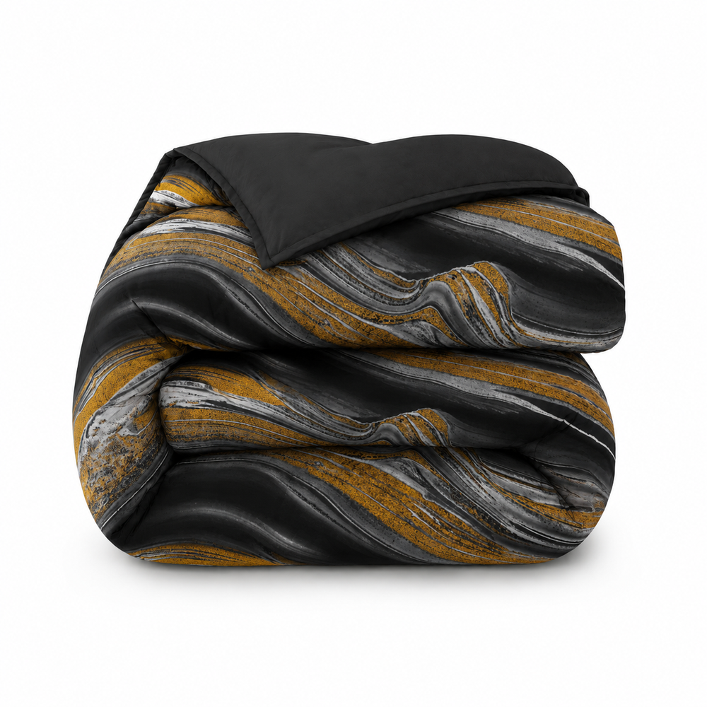 Dekbed Zonder Overtrek - Lileo Marble Black Gold Kant - Extra dik