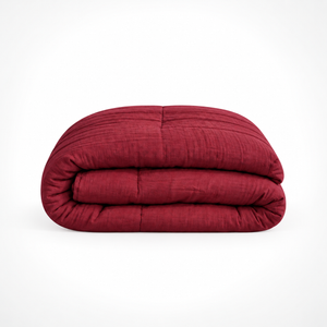 Dekbed Zonder Overtrek - Mousseline Burgundy Met Kussenslopen