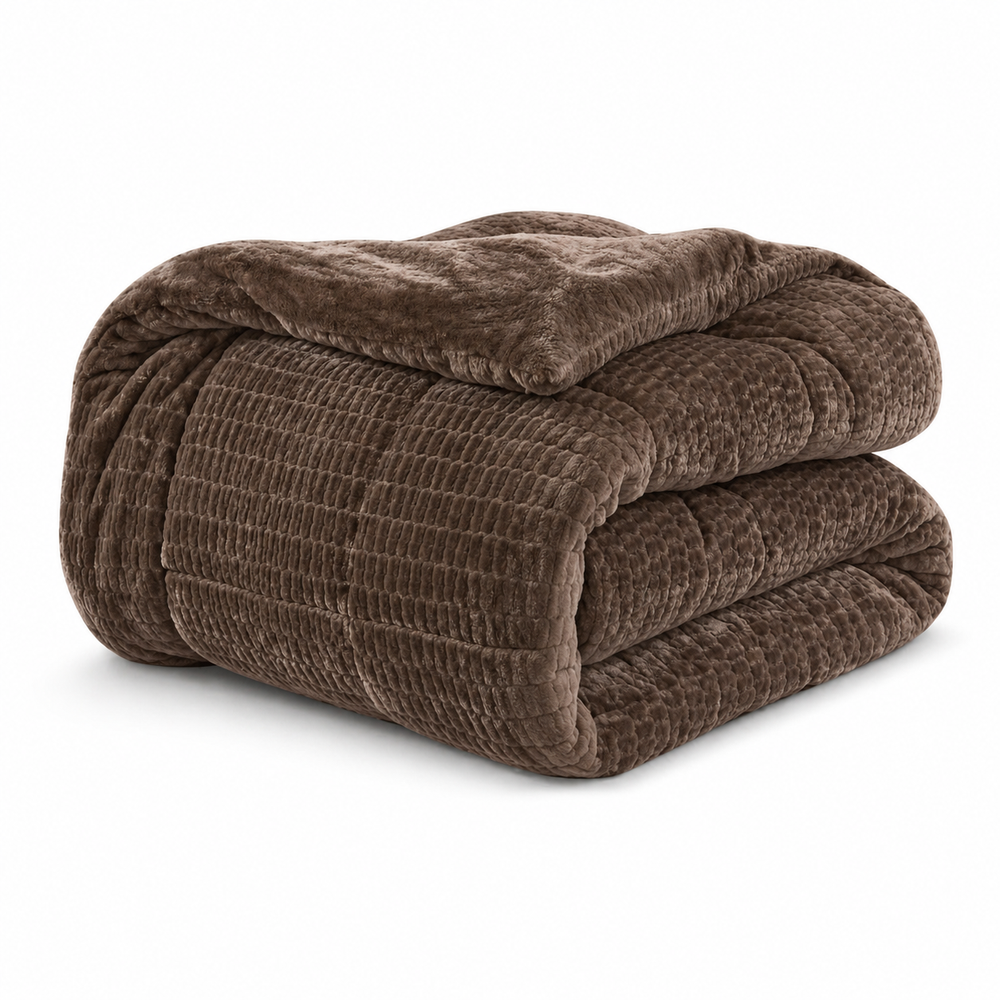 Dekbed Zonder Overtrek - Sherpa Flanel Easy Dekbed - Coffee Brown
