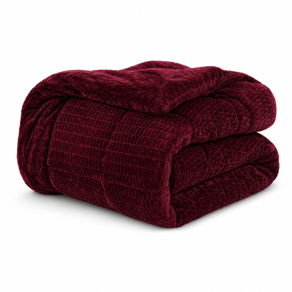 Dekbed Zonder Overtrek - Sherpa Flanel Easy Dekbed - Bordeaux