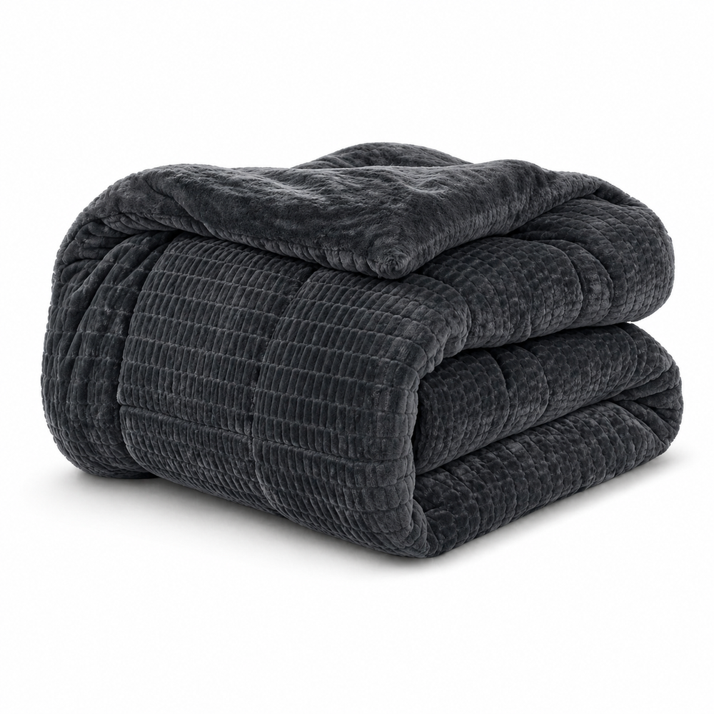 Dekbed Zonder Overtrek - Sherpa Flanel Easy Dekbed - Dark Grey