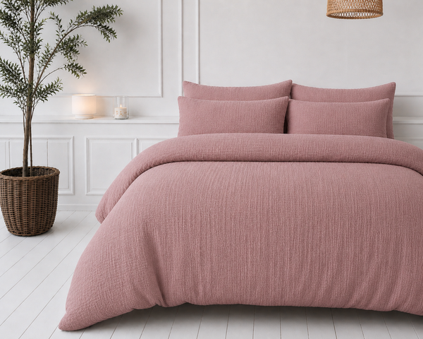 Dekbed Zonder Overtrek - Lileo Dekbed Mousseline Oud Roze Met Kussenslopen (100% Katoen)