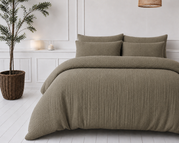 Dekbed Zonder Overtrek - Lazy Dekbed Mousseline Taupe Met Kussenslopen (100% Katoen)