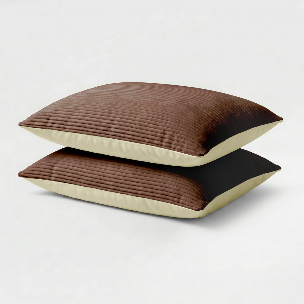 Lileo Corduroy kussenslopen – Chocoladebruin/Crème