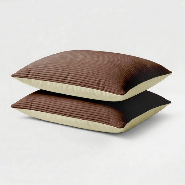 Lileo Corduroy kussenslopen – Chocoladebruin/Crème