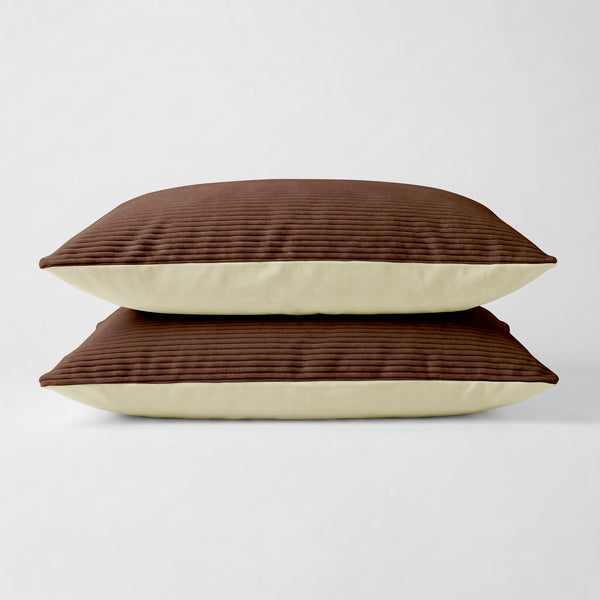Lileo Corduroy kussenslopen – Chocoladebruin/Crème