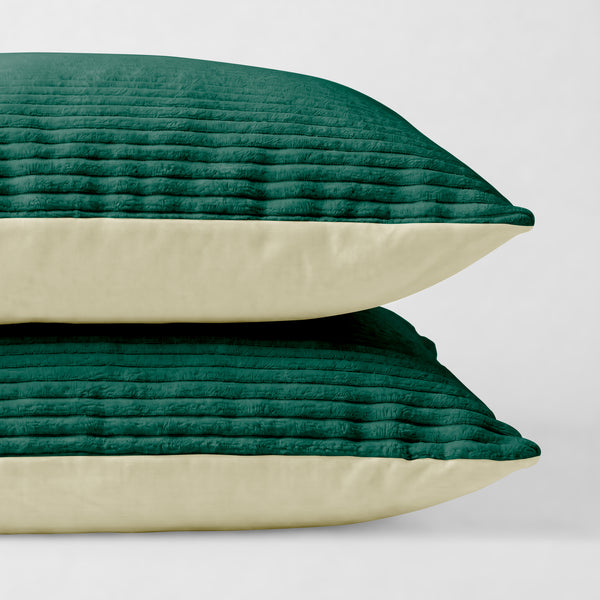 Lileo Corduroy kussenslopen – Donkergroen/Crème