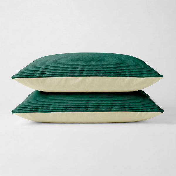 Lileo Corduroy kussenslopen – Donkergroen/Crème