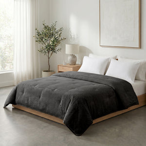 Dekbed Zonder Overtrek - Lileo Corduroy quilt – Antraciet/Zwart