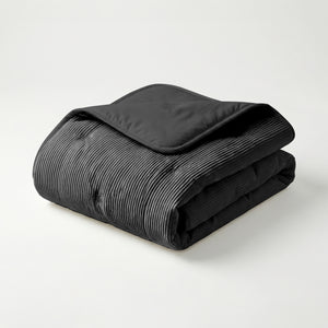 Dekbed Zonder Overtrek - Lileo Corduroy quilt – Antraciet/Zwart