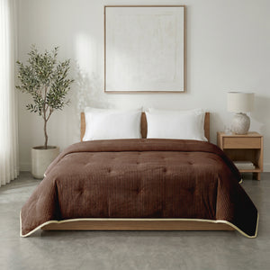 Dekbed Zonder Overtrek - Lileo Corduroy Chocolate Brown/Crème