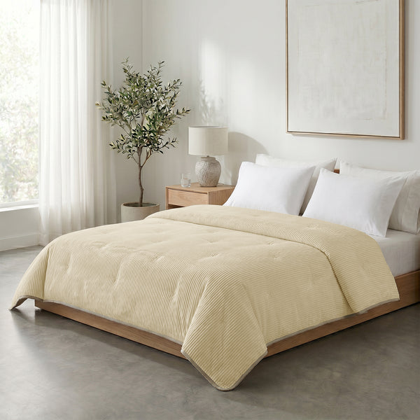 Dekbed Zonder Overtrek - Lileo Corduroy quilt – Champagne/Taupe