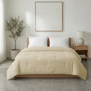 Dekbed Zonder Overtrek - Lileo Corduroy quilt – Champagne/Taupe