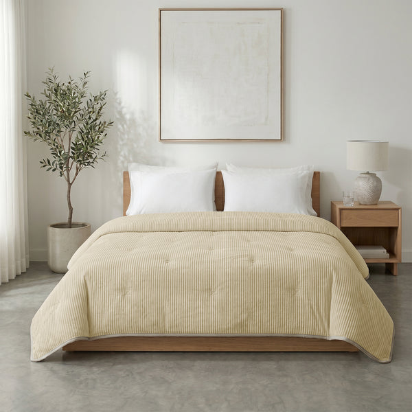 Dekbed Zonder Overtrek - Lileo Corduroy quilt – Champagne/Taupe