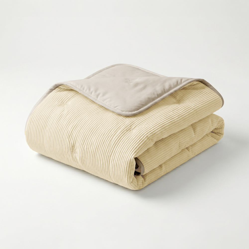Dekbed Zonder Overtrek - Lileo Corduroy quilt – Champagne/Taupe