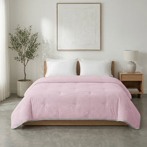 Dekbed Zonder Overtrek - Lileo Corduroy quilt – Oudroze/Lichtgrijs