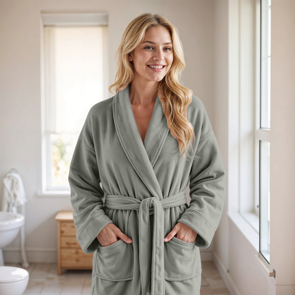 Coral Fleece Badjas Stone Pearl