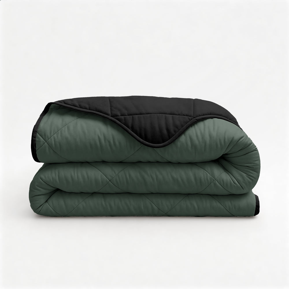 Lazy Dekbed Uni Groen/Zwart Met Kussenslopen