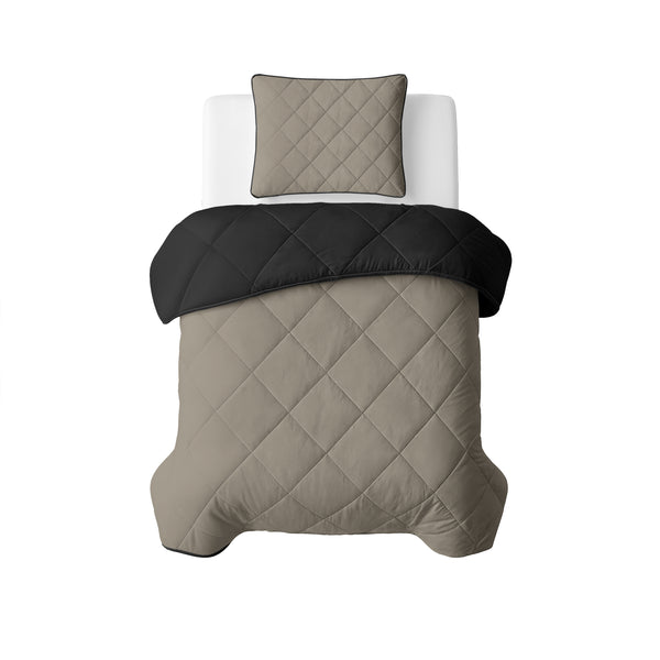 Lileo Lazy Dekbed Uni Taupe/Zwart Met Kussenslopen