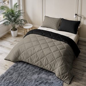 Lileo Lazy Dekbed Uni Taupe/Zwart Met Kussenslopen