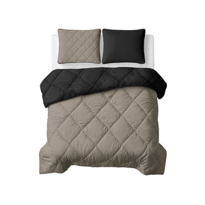 Lileo Lazy Dekbed Uni Taupe/Zwart Met Kussenslopen