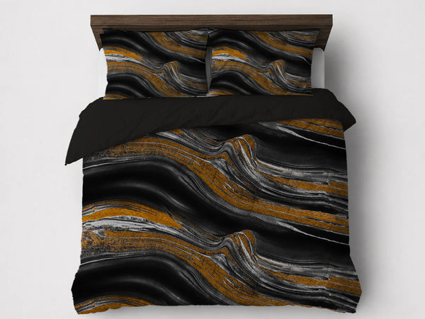 Dekbed Zonder Overtrek - Lileo Marble Black Gold Kant - Extra dik