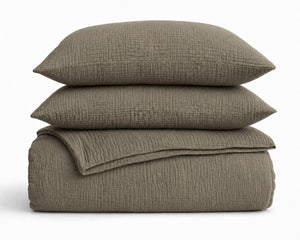 Dekbed Zonder Overtrek - Lazy Dekbed Mousseline Taupe Met Kussenslopen (100% Katoen)