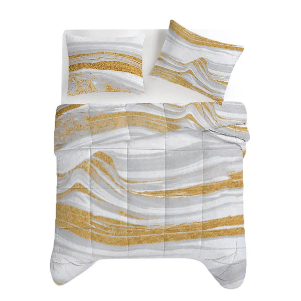 Dekbed Zonder Overtrek - Lileo Marble White Gold Kant - Extra dik