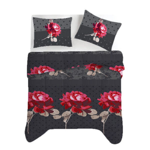 Bettdecke ohne Bezug – Lileo Roses Schwarz-Rot – Extra dick