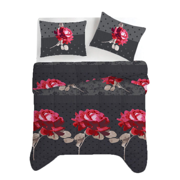 Bettdecke ohne Bezug – Lileo Roses Schwarz-Rot – Extra dick